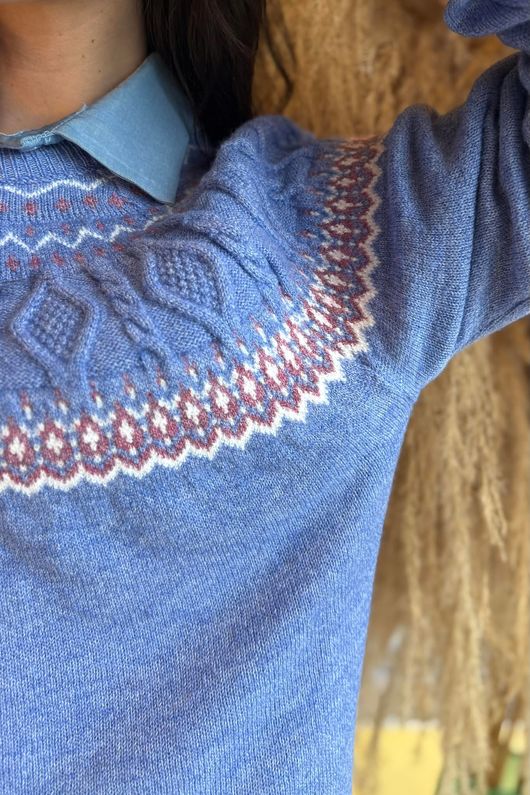 Greta Fair Isle Knit Denim